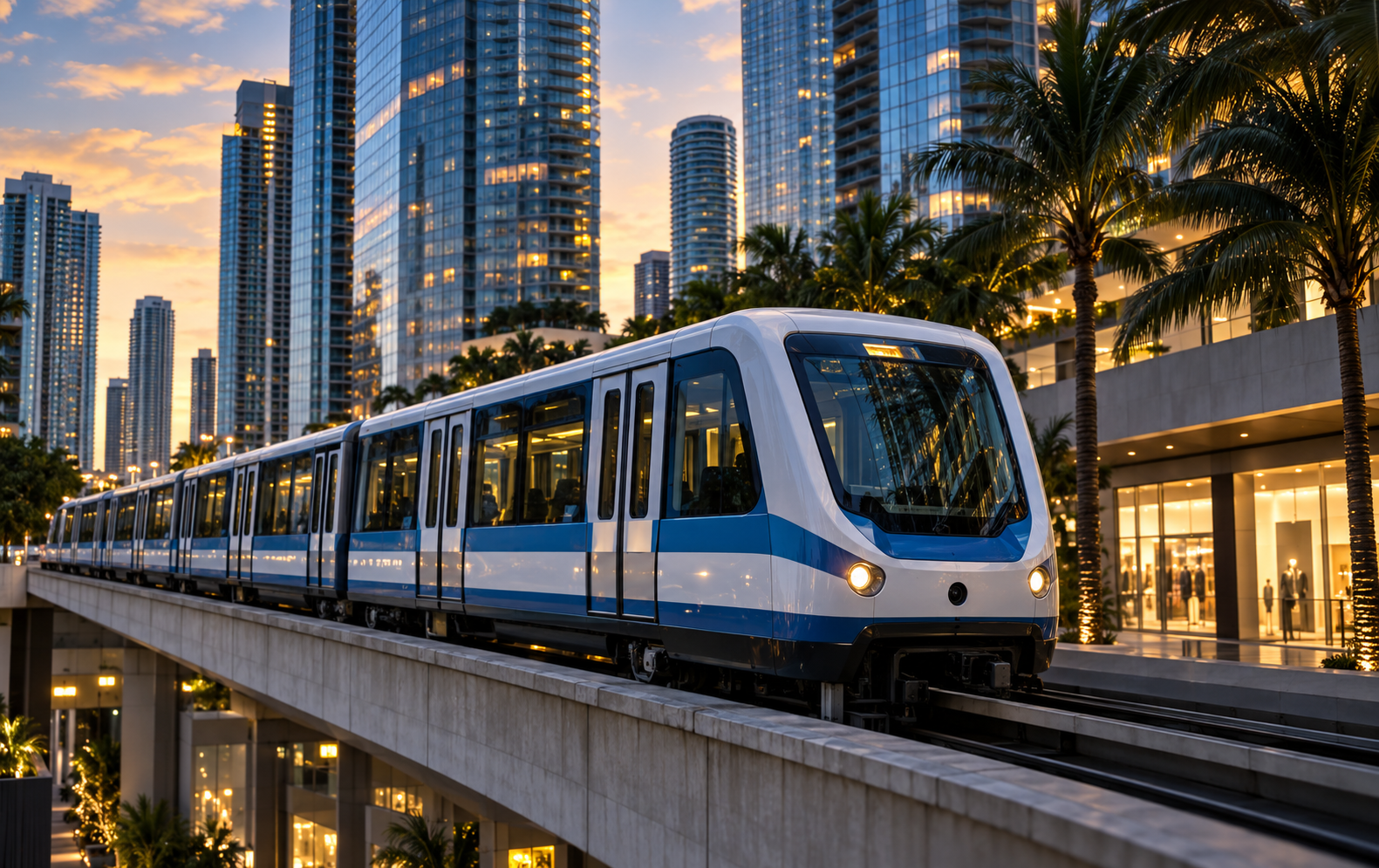 Metromover arriving at Brickell City Centre