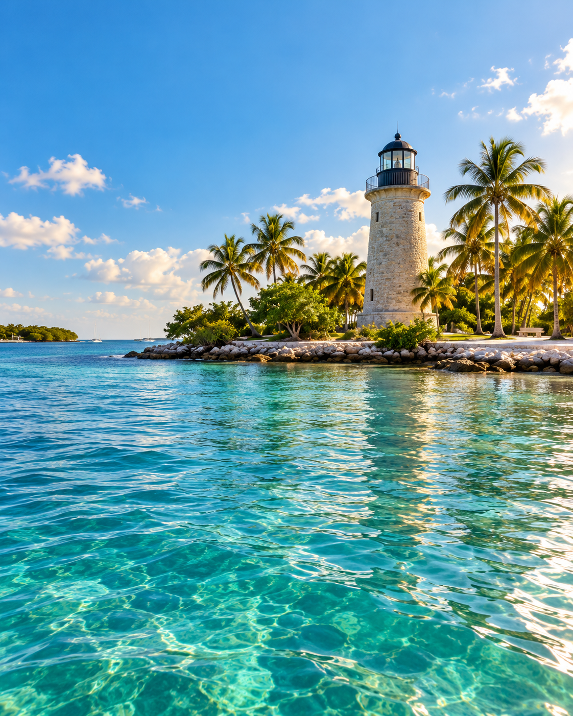 Boca Chita Key lighthouse and turquoise water