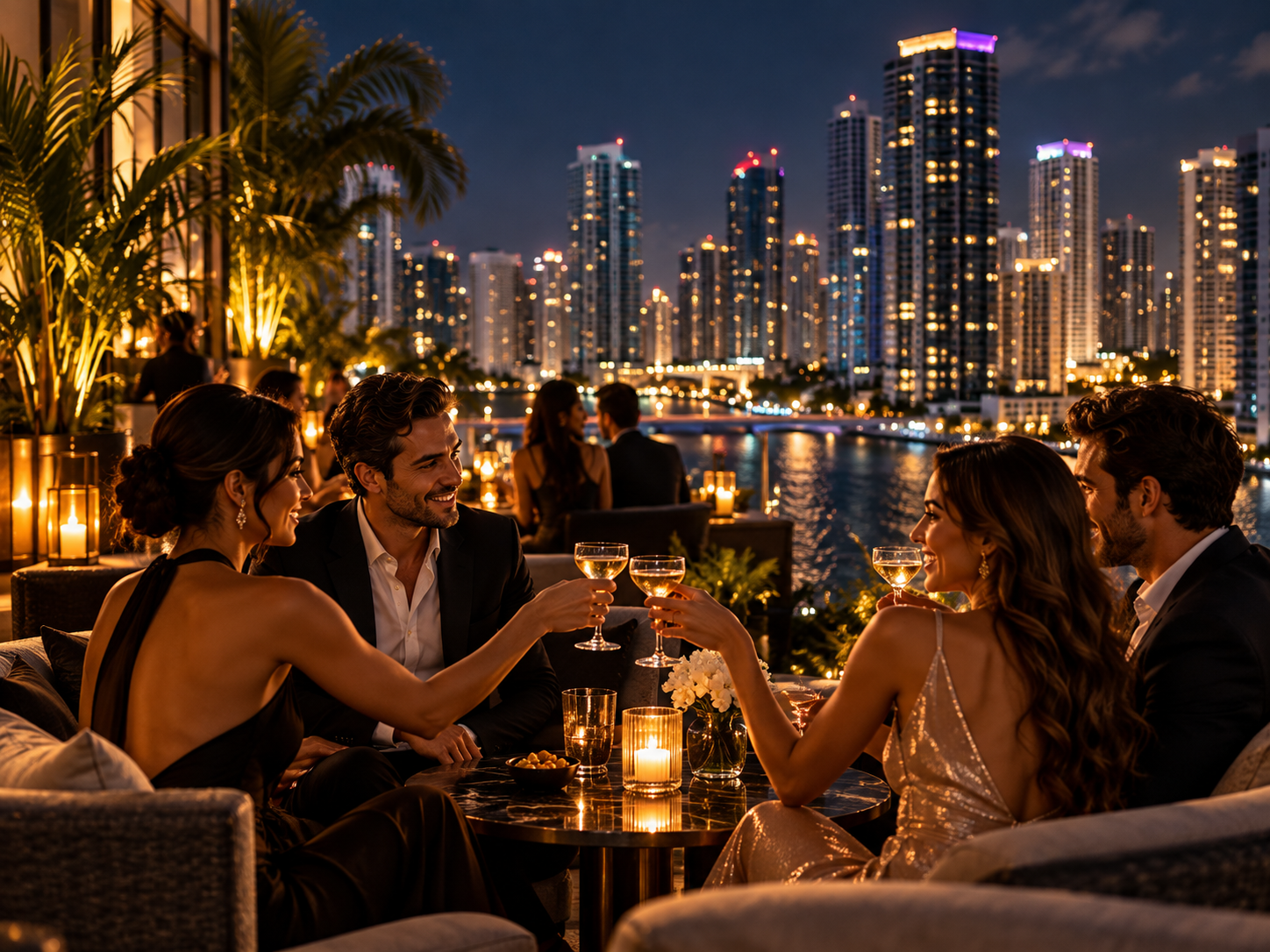 Brickell rooftop dinner and drinks after dark