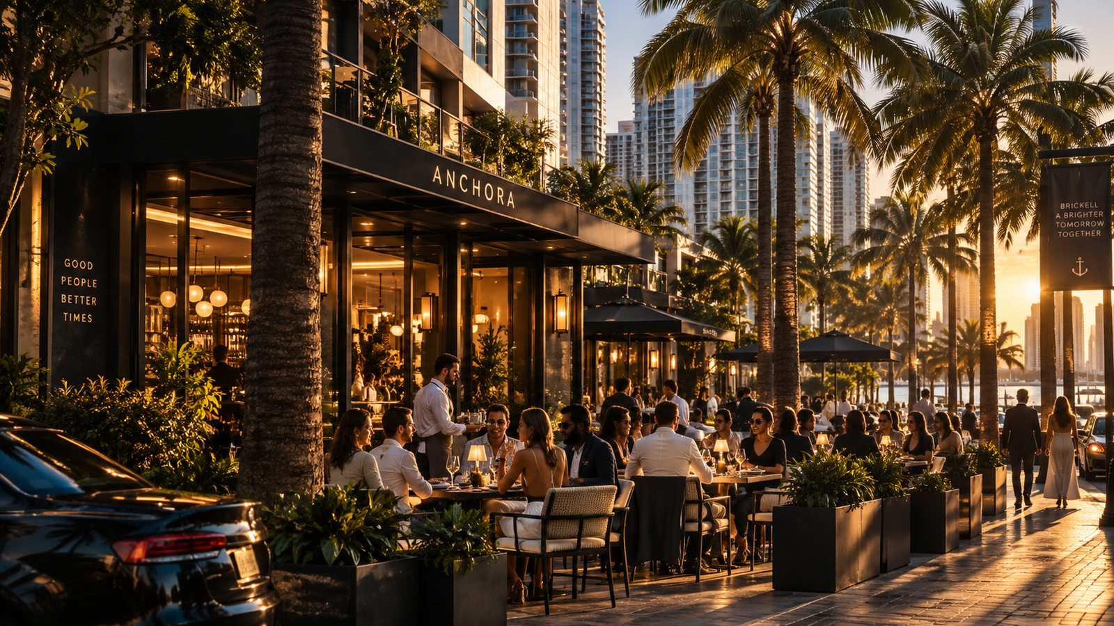 Outdoor dining energy in Brickell