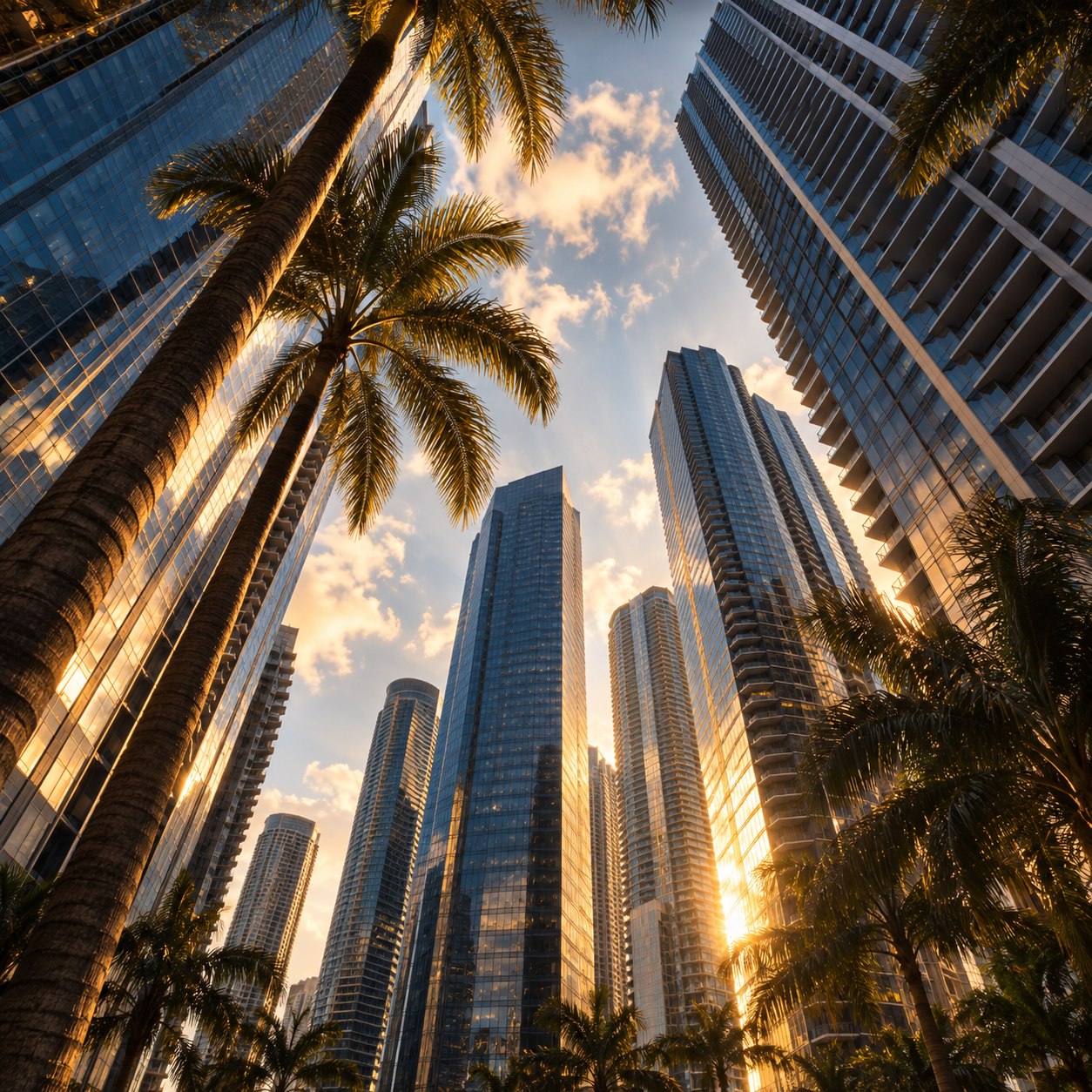 Looking up at Brickell towers