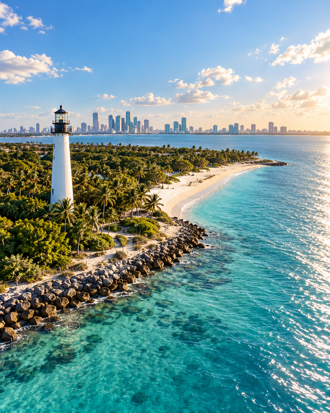 Key Biscayne shoreline and Cape Florida lighthouse